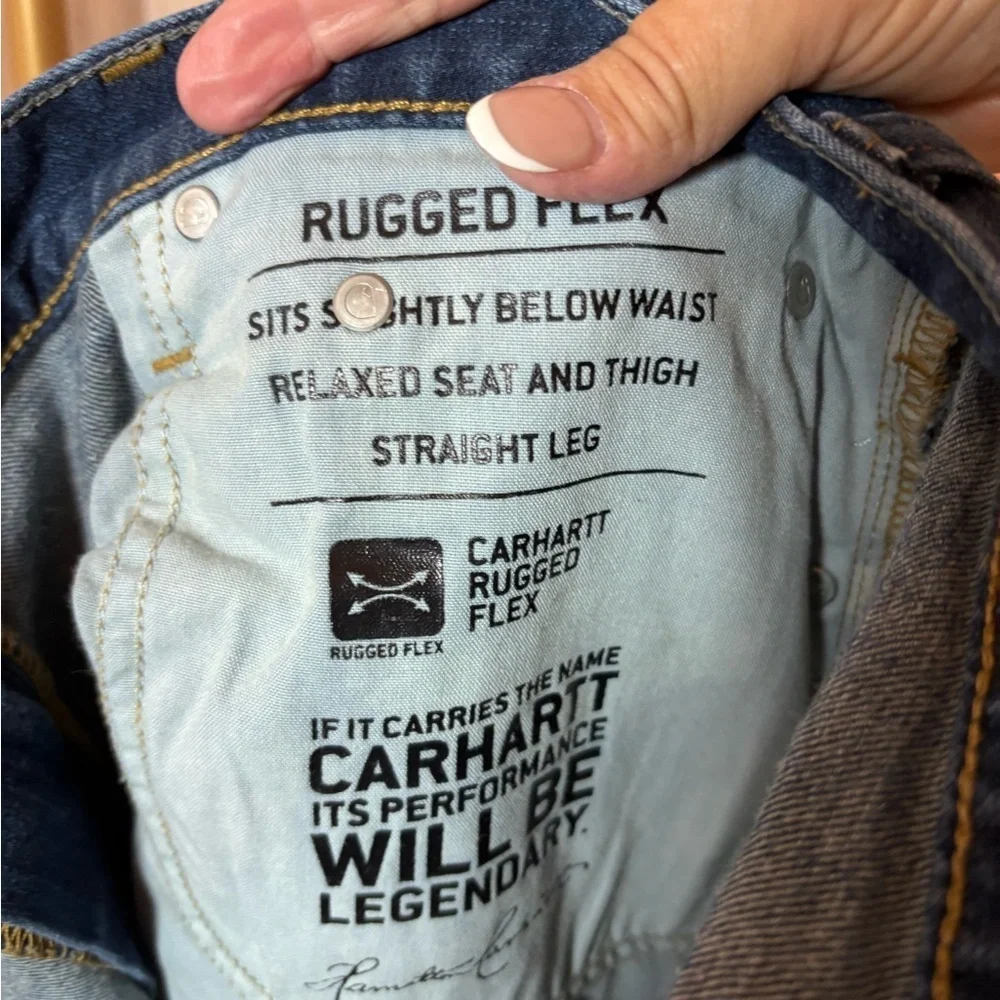Carhartt Men's Relaxed Fit Seat and Thigh Straight Leg Blue Jeans Rugged Flex